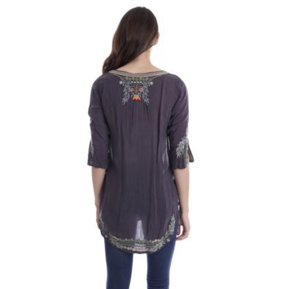Johnny Was Olive Blossom Tunic Gray Floral NEW XS - Picture 2 of 4